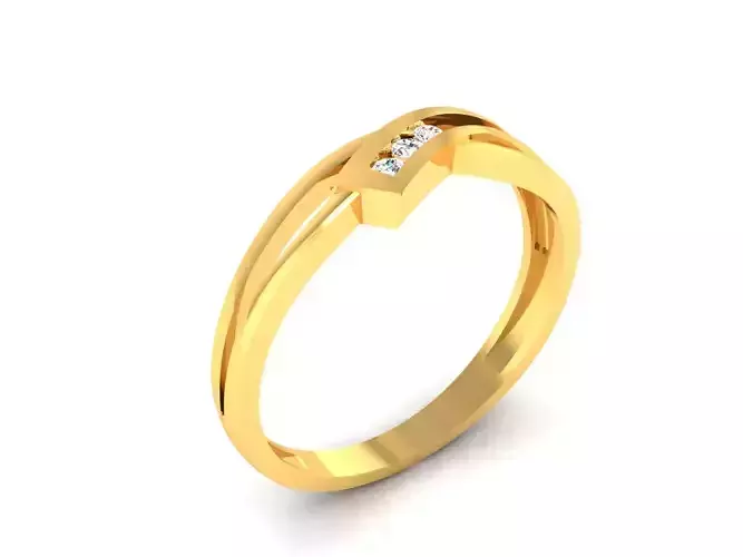 Band 3dm Render Details gold ring with diamonds