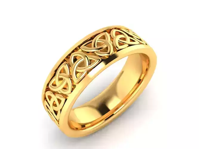 Band 3dm Render Details celtic wedding gold