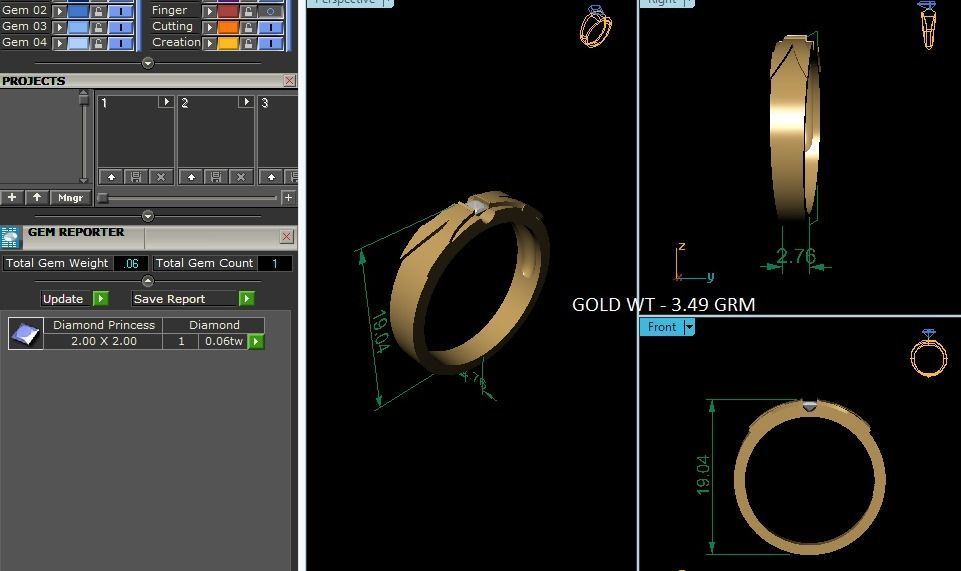 Band 3dm Render Details gold ring with diamond 3D print model_4