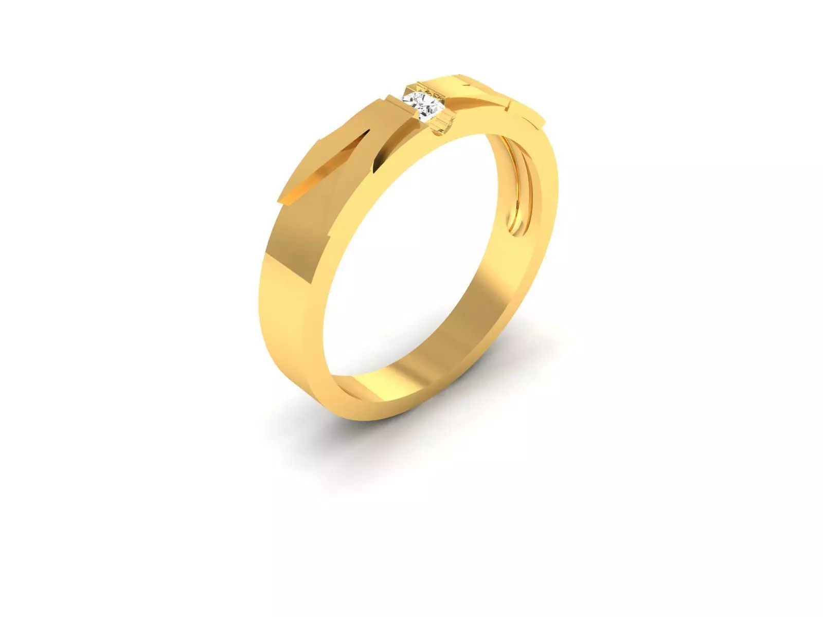 Band 3dm Render Details gold ring with diamond 3D print model_0
