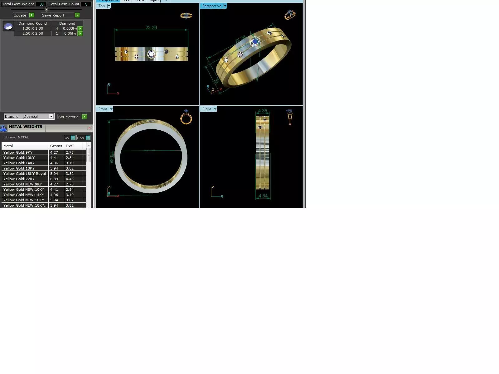 Band 3dm Render Details gold wedding with two diamonds 3D print model_0