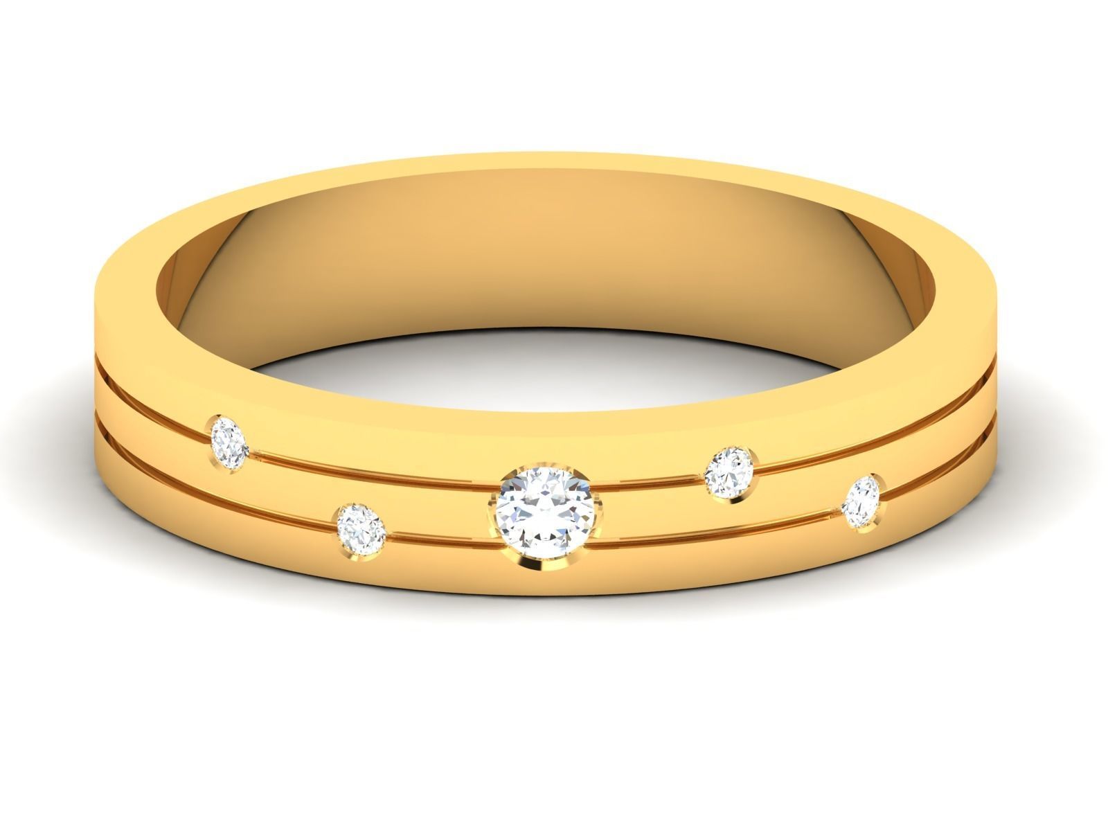 Band 3dm Render Details gold wedding with two diamonds 3D print model_8