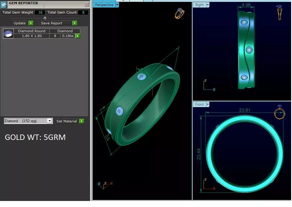 Band 3dm Render Details gold wedding with diamonds 3D print model_0