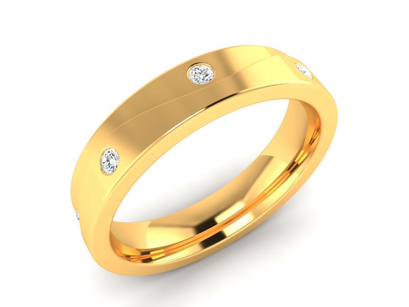 Band 3dm Render Details gold wedding with diamonds 3D print model_1