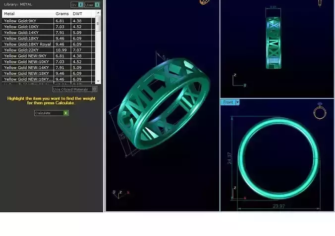 Band 3dm Render Details gold wedding ring with diamonds