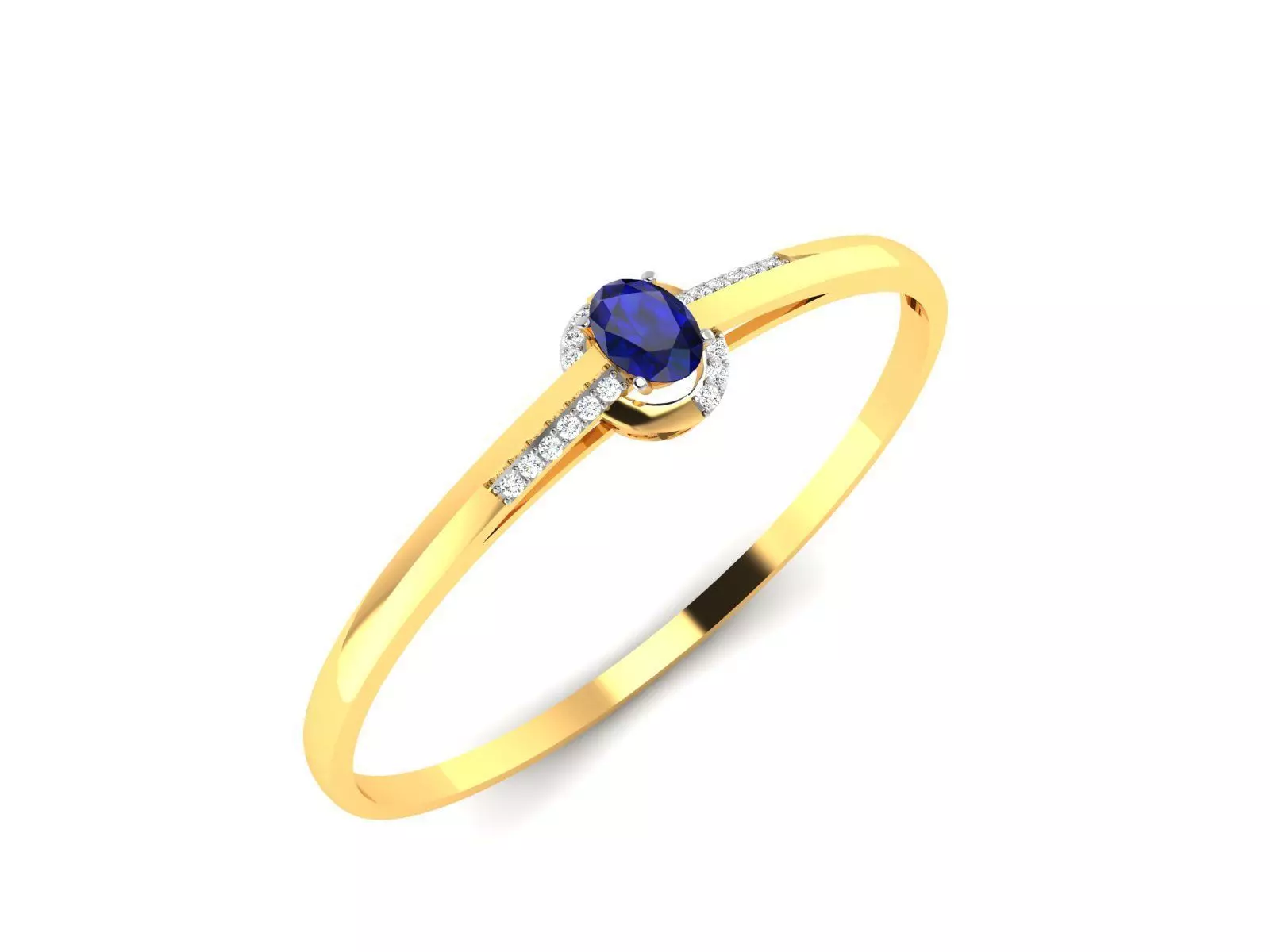 Band 3dm Render Details gold ring with sapphire stone 3D print model_0