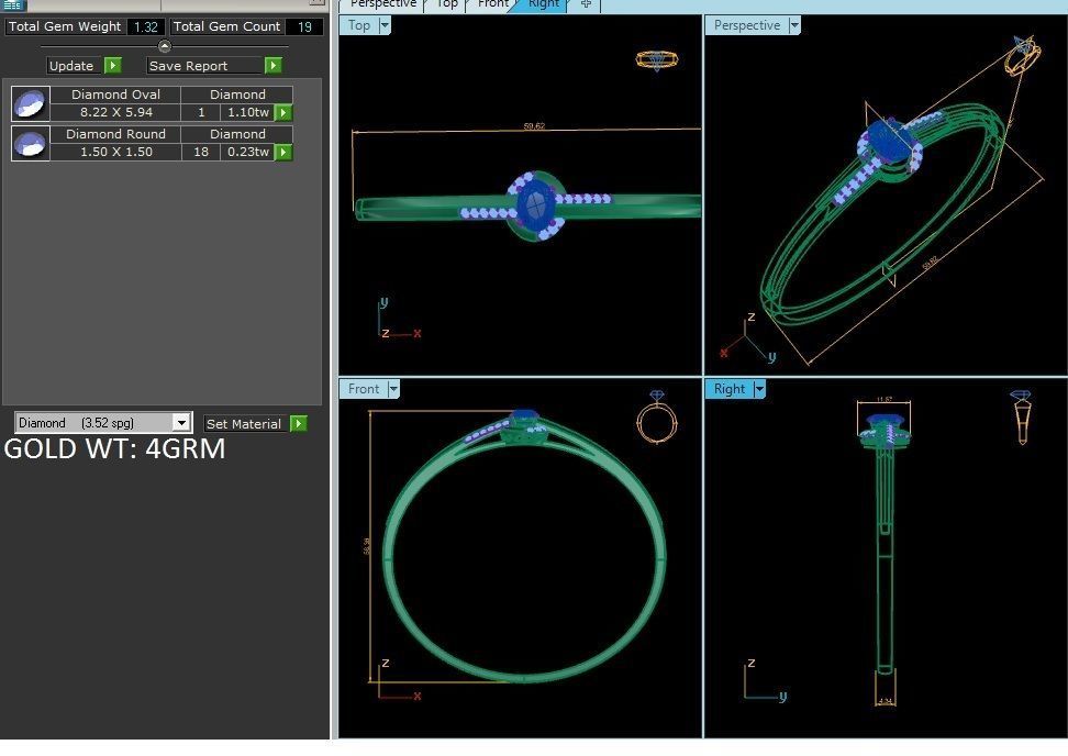 Band 3dm Render Details gold ring with sapphire stone 3D print model_8