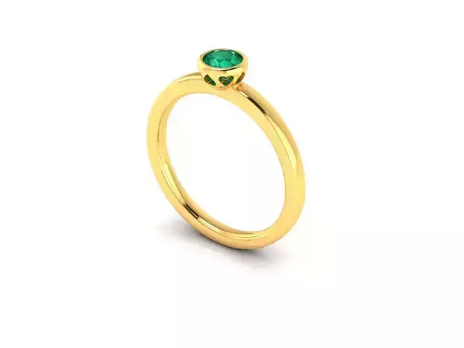 Band 3dm Render Details emerald solitaire ring gold