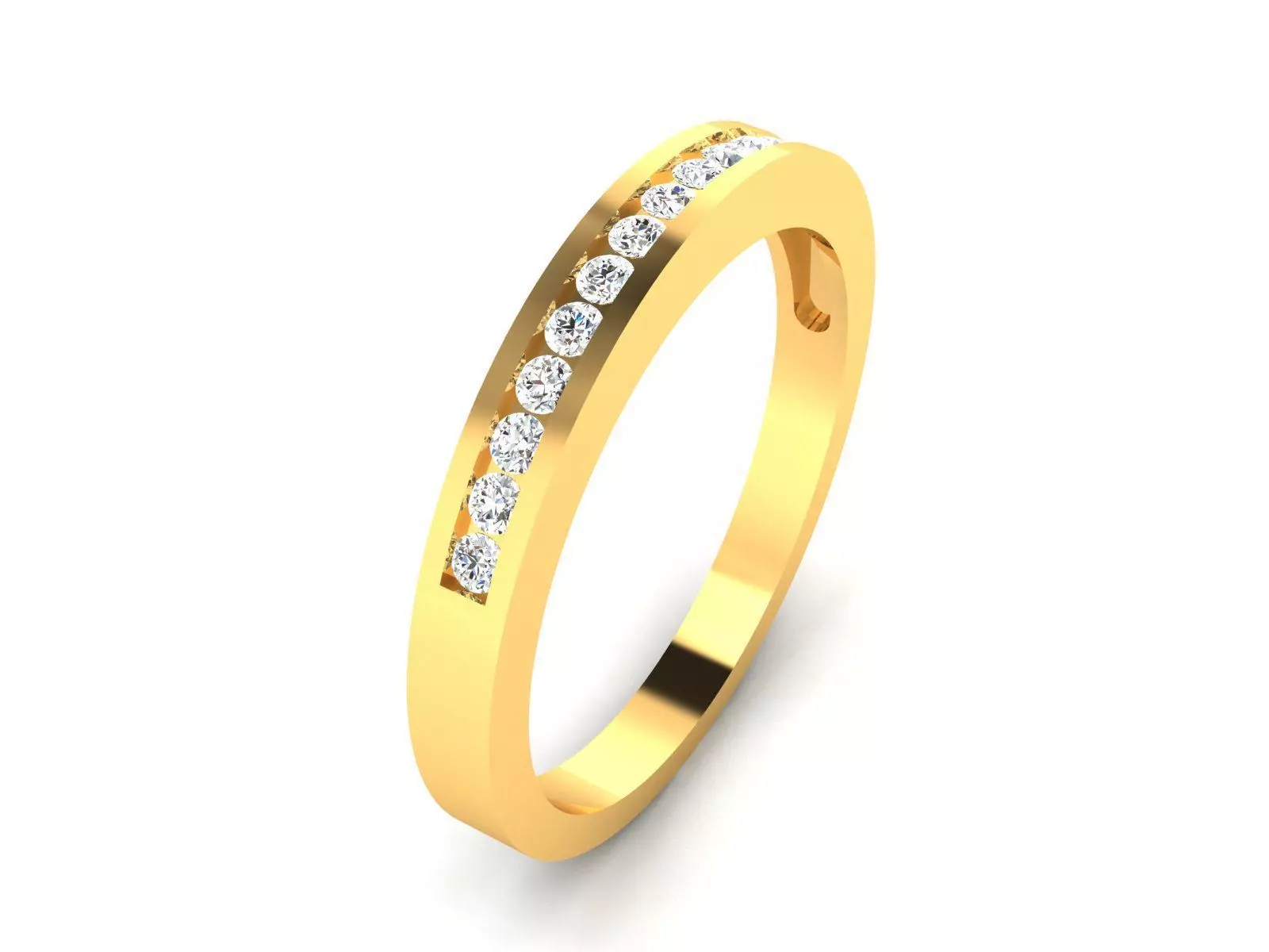 Band 3dm Render Details gold diamond eternity ring 3D print model