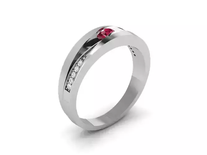 Band 3dm Render Details engagement ring with sapphire and diamonds