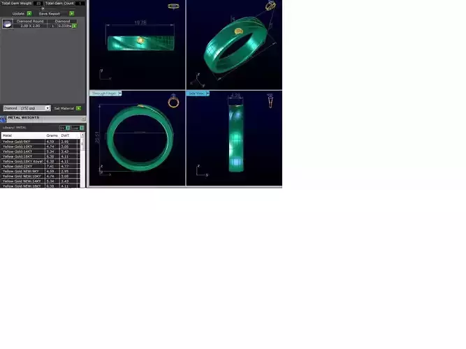 Band 3dm Render Details gold wedding with ruby stone