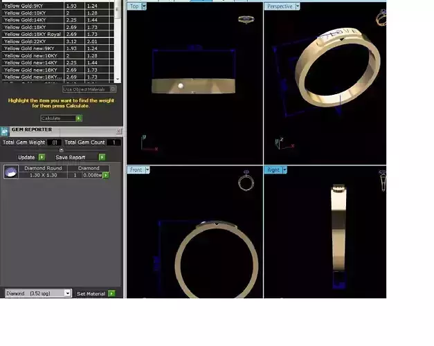 Band 3dm Render Details gold ring with ruby stones