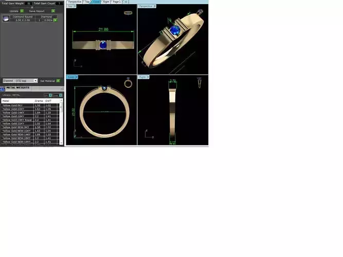 Band 3dm Render Details sapphire ring gold