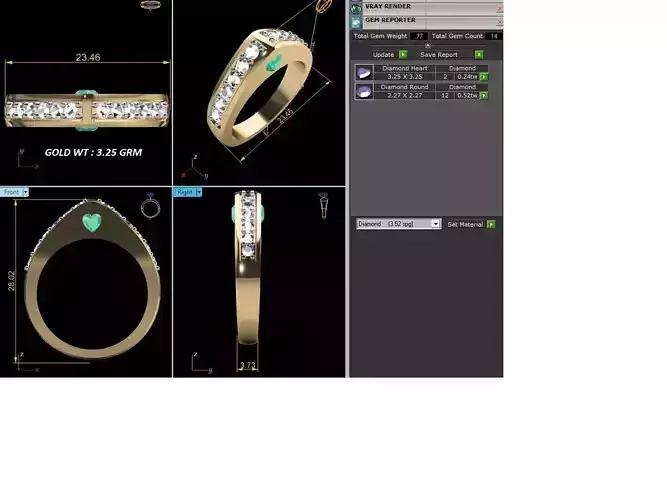 Women ring 3dm Render details