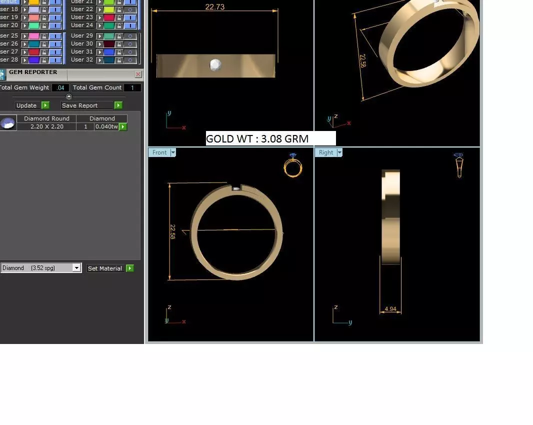 Band 3dm Render Details gold ring with ruby stone 3D model 3D printable ...