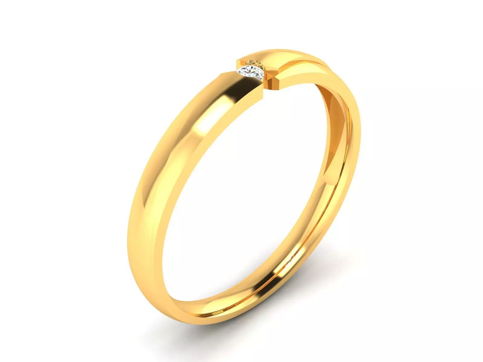 Band 3dm Render Details gold wedding ring with diamond 3D print model