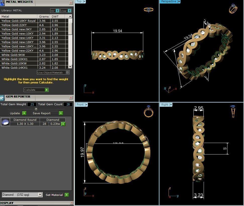 Band 3dm Render Details gold eternity ring with diamonds 3D print model_8