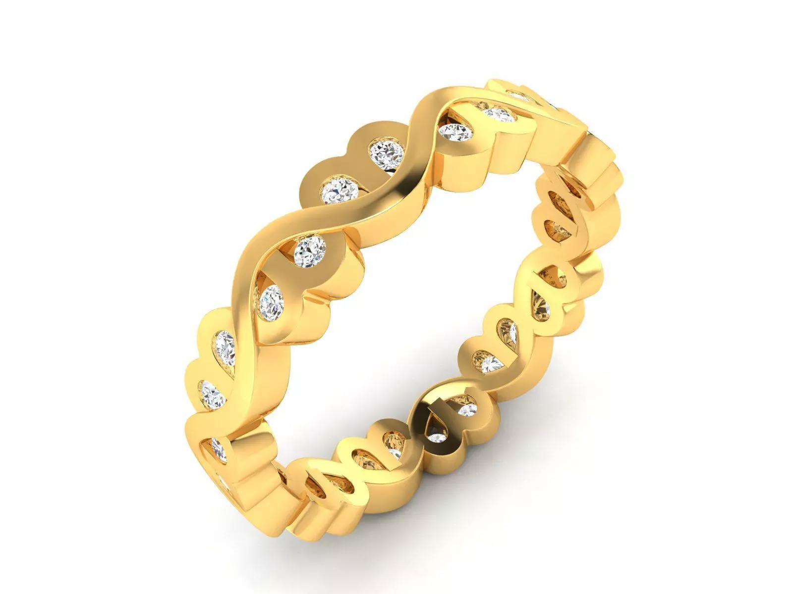 Band 3dm Render Details gold eternity ring with diamonds 3D print model_0