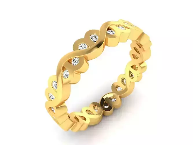 Band 3dm Render Details gold eternity ring with diamonds