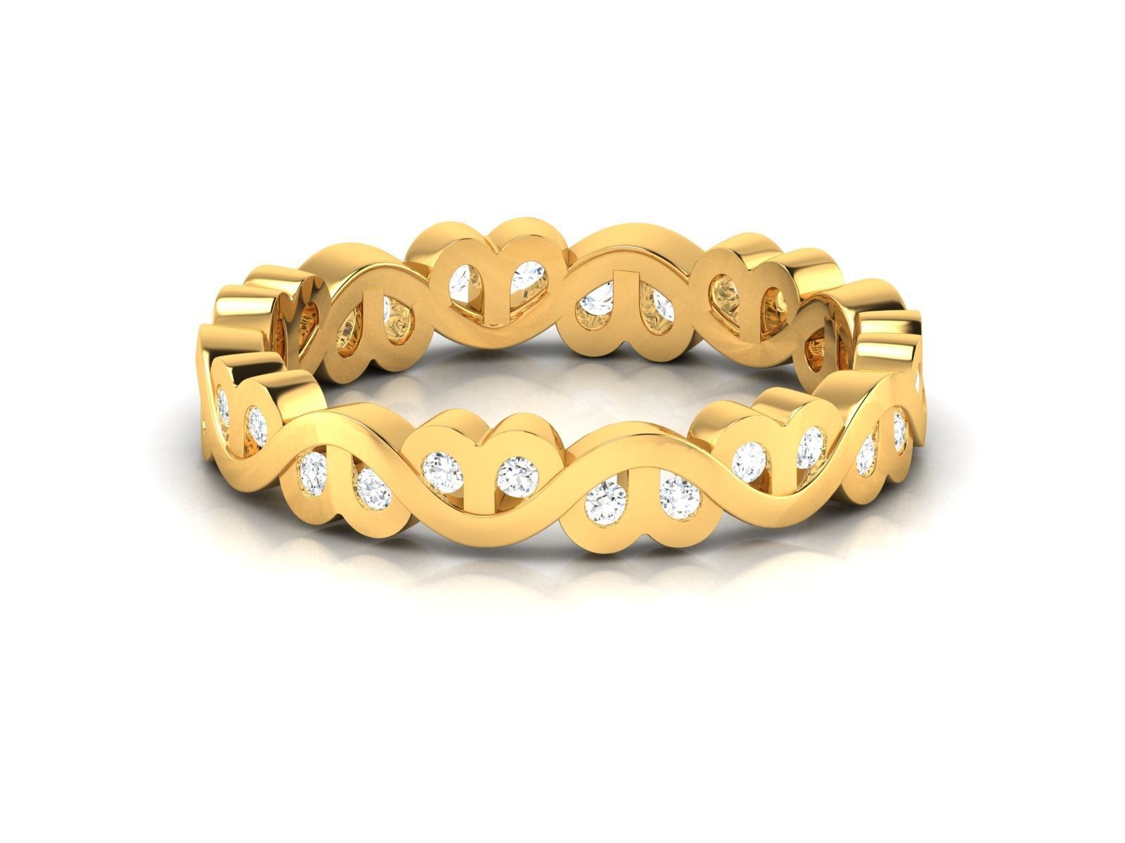 Band 3dm Render Details gold eternity ring with diamonds 3D print model_7