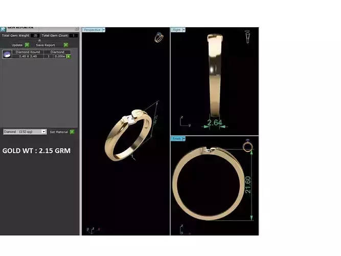 Band 3dm Render Details diamond ring gold
