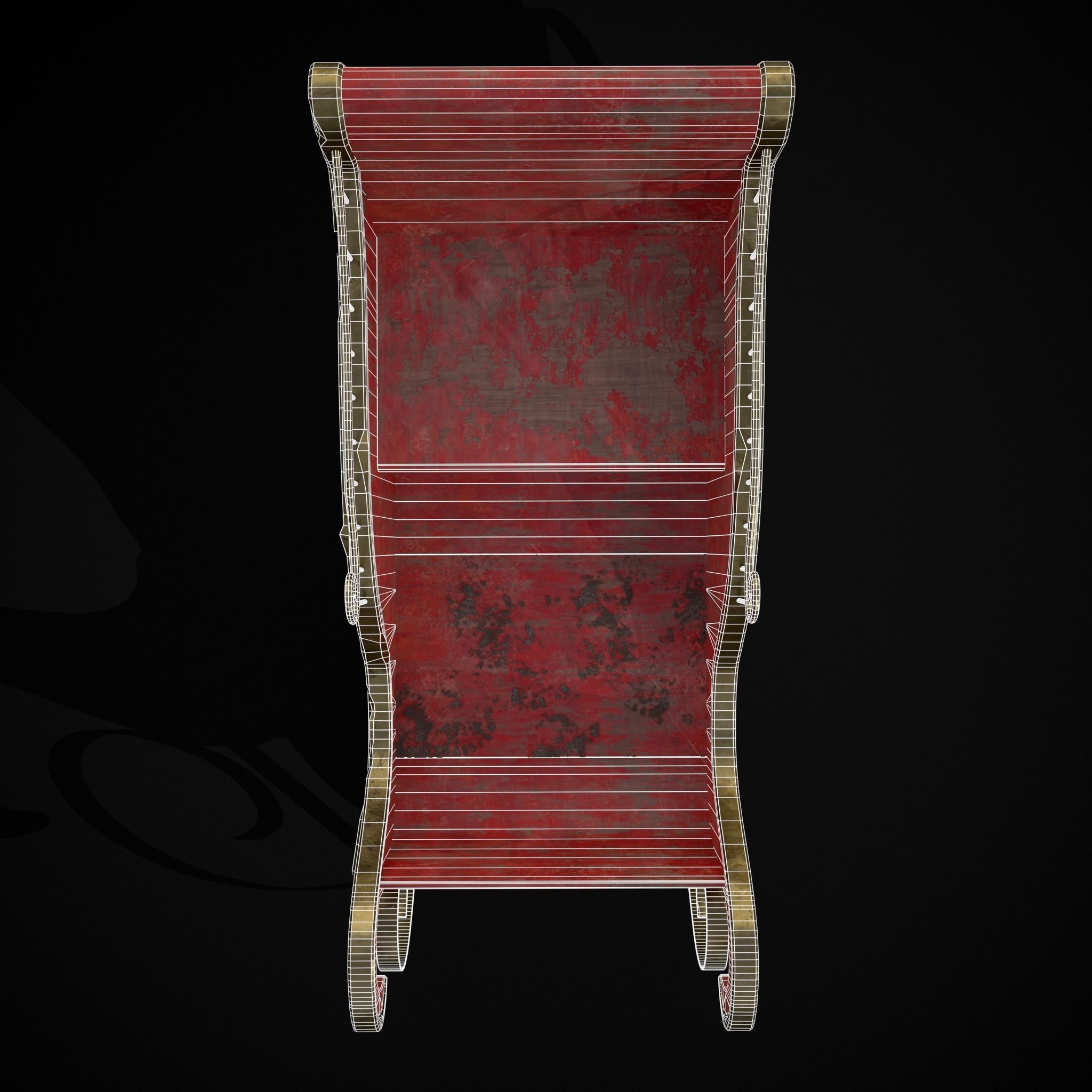 Childrens Red Winter Sleigh Low-poly 3D model_12