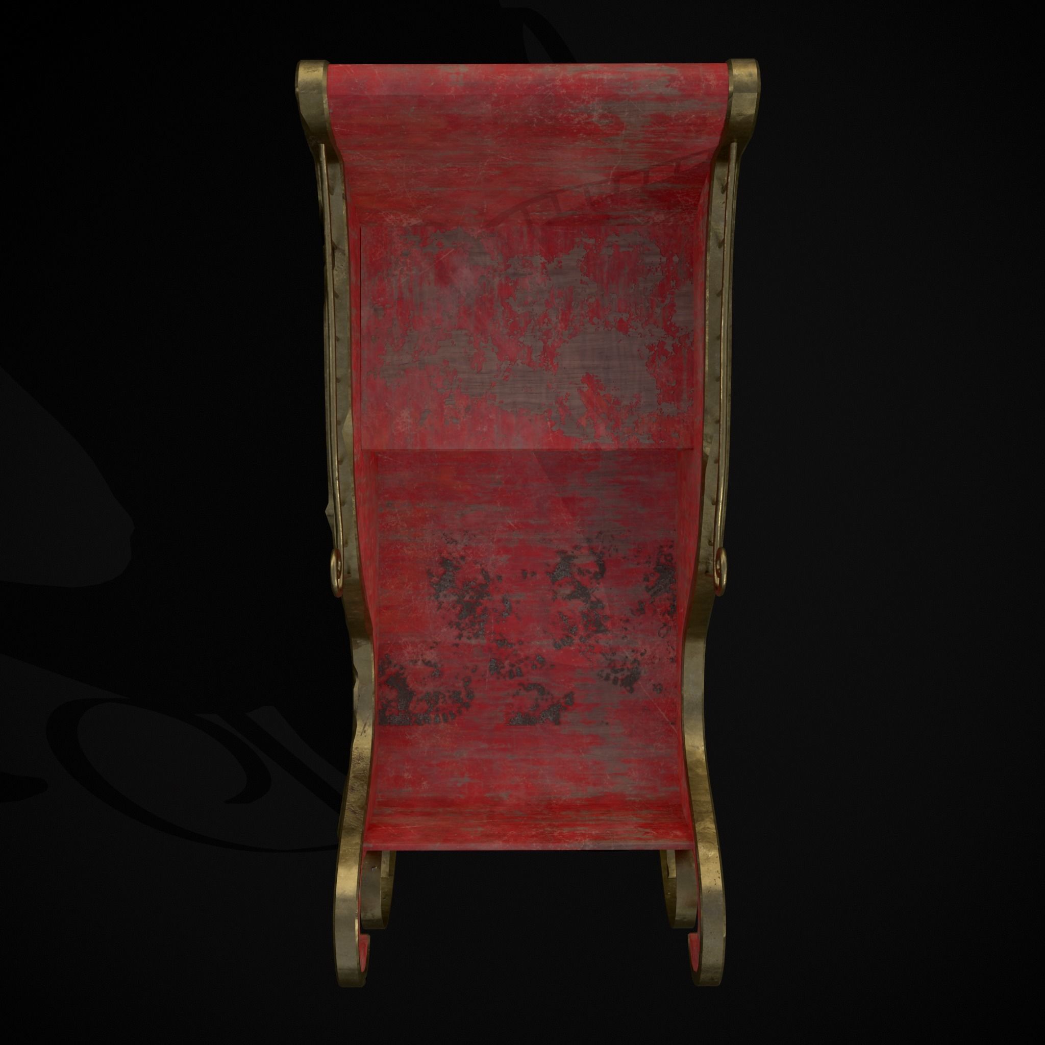 Childrens Red Winter Sleigh Low-poly 3D model_11