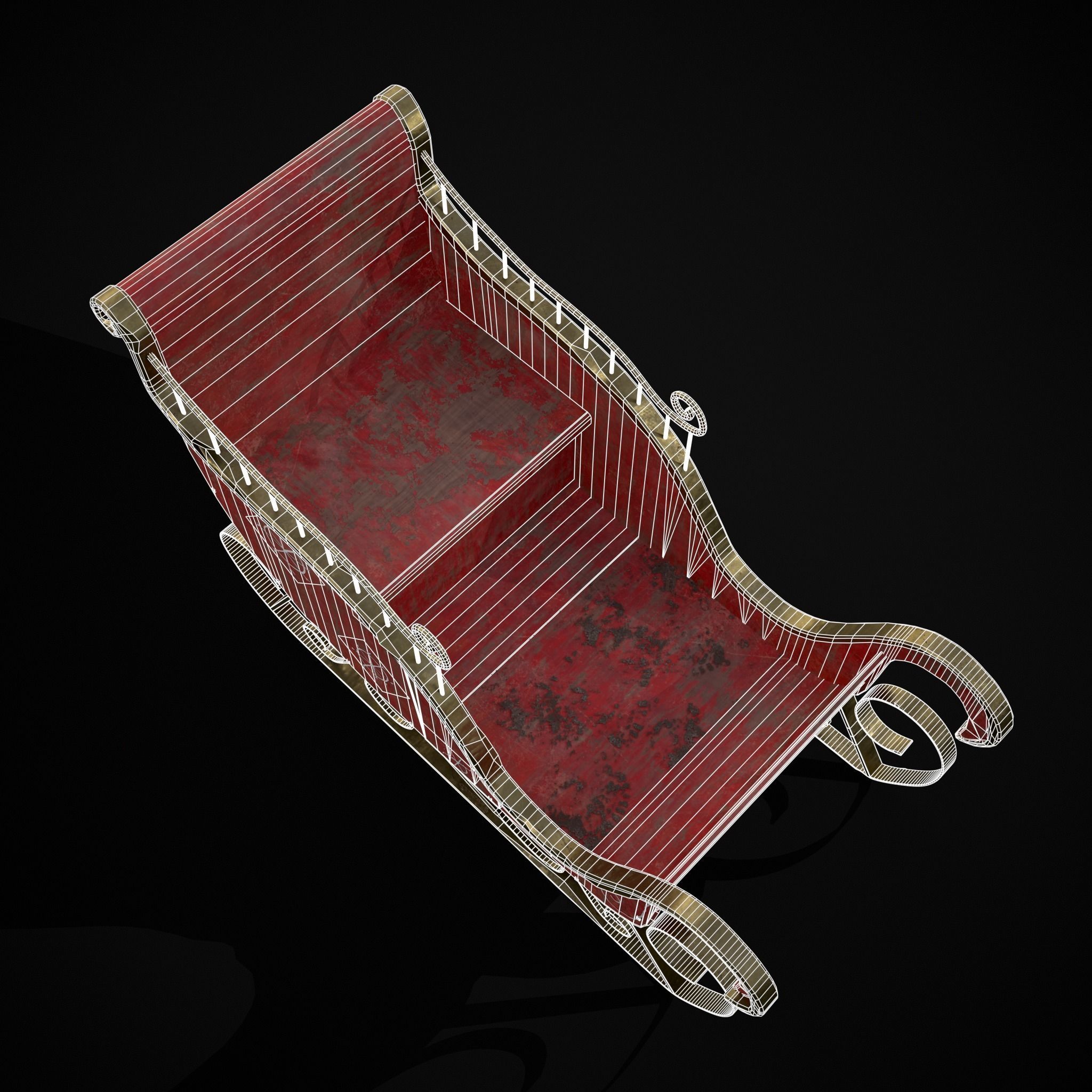 Childrens Red Winter Sleigh Low-poly 3D model_6