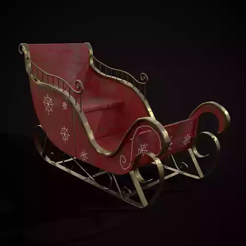 Childrens Red Winter Sleigh Low-poly 3D model