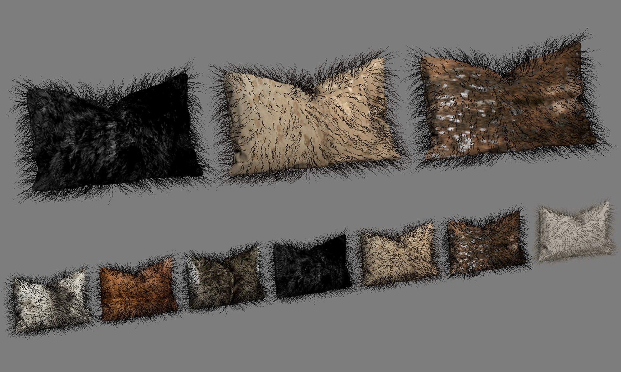 Collection of 38 fur pillows 3D model_65