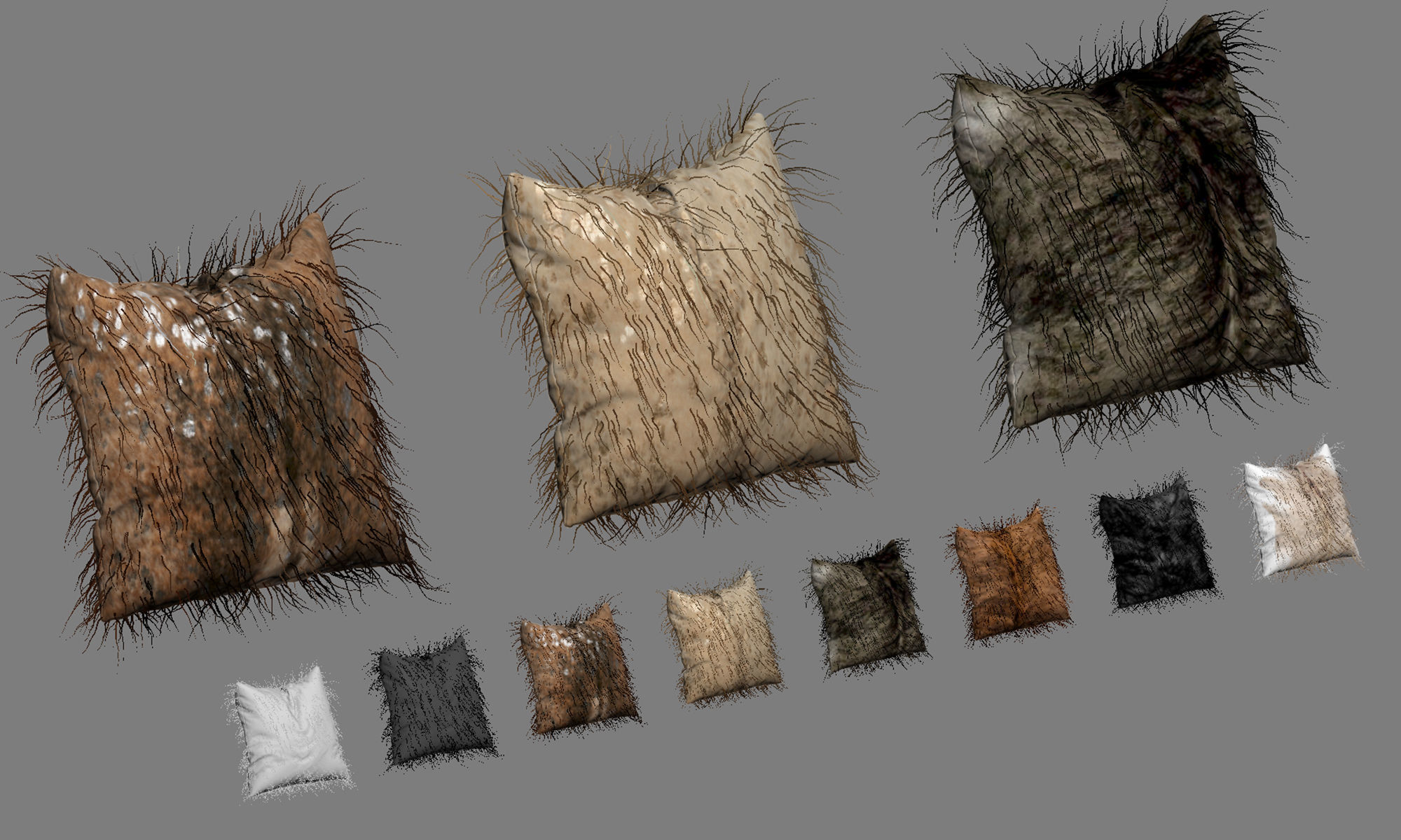 Collection of 38 fur pillows 3D model_21