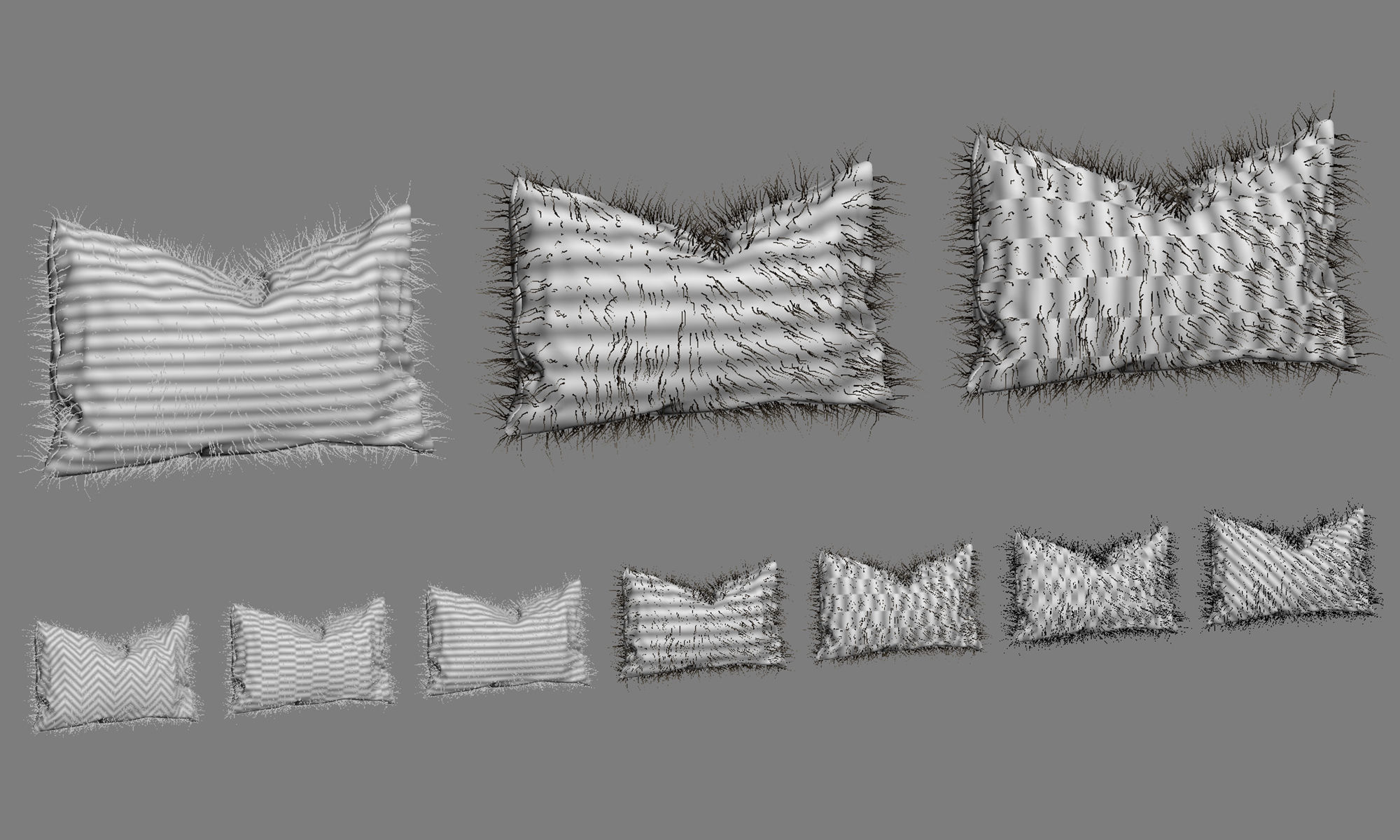 Collection of 38 fur pillows 3D model_109