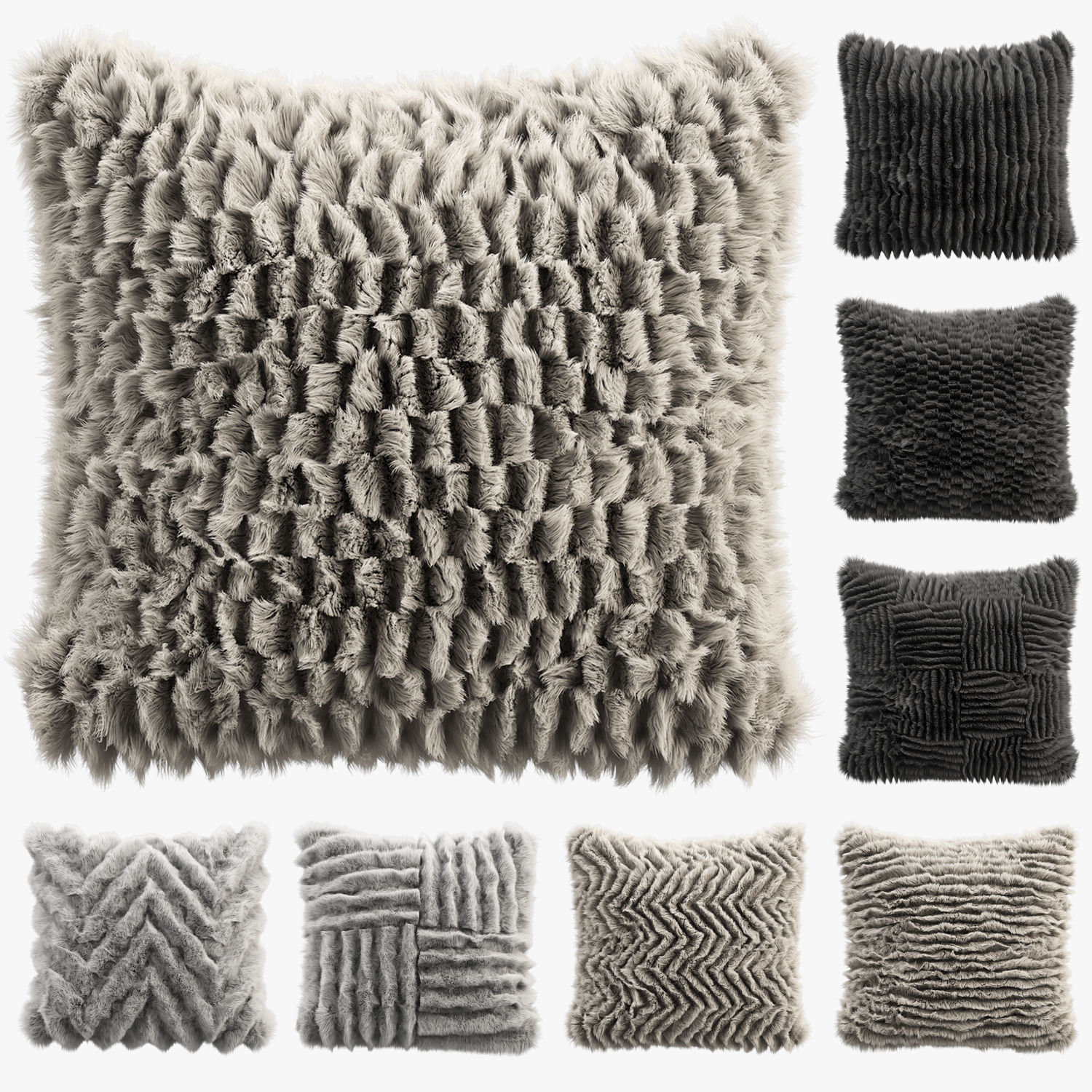 Collection of 38 fur pillows 3D model_68