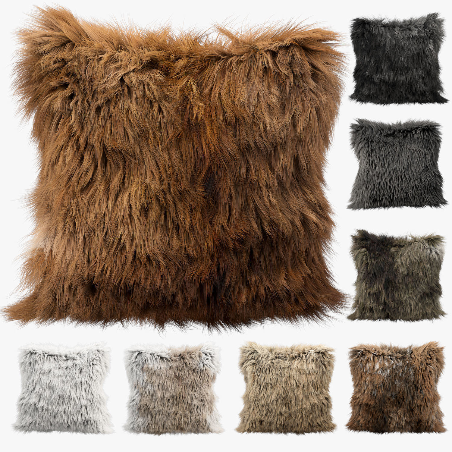 Collection of 38 fur pillows 3D model_2