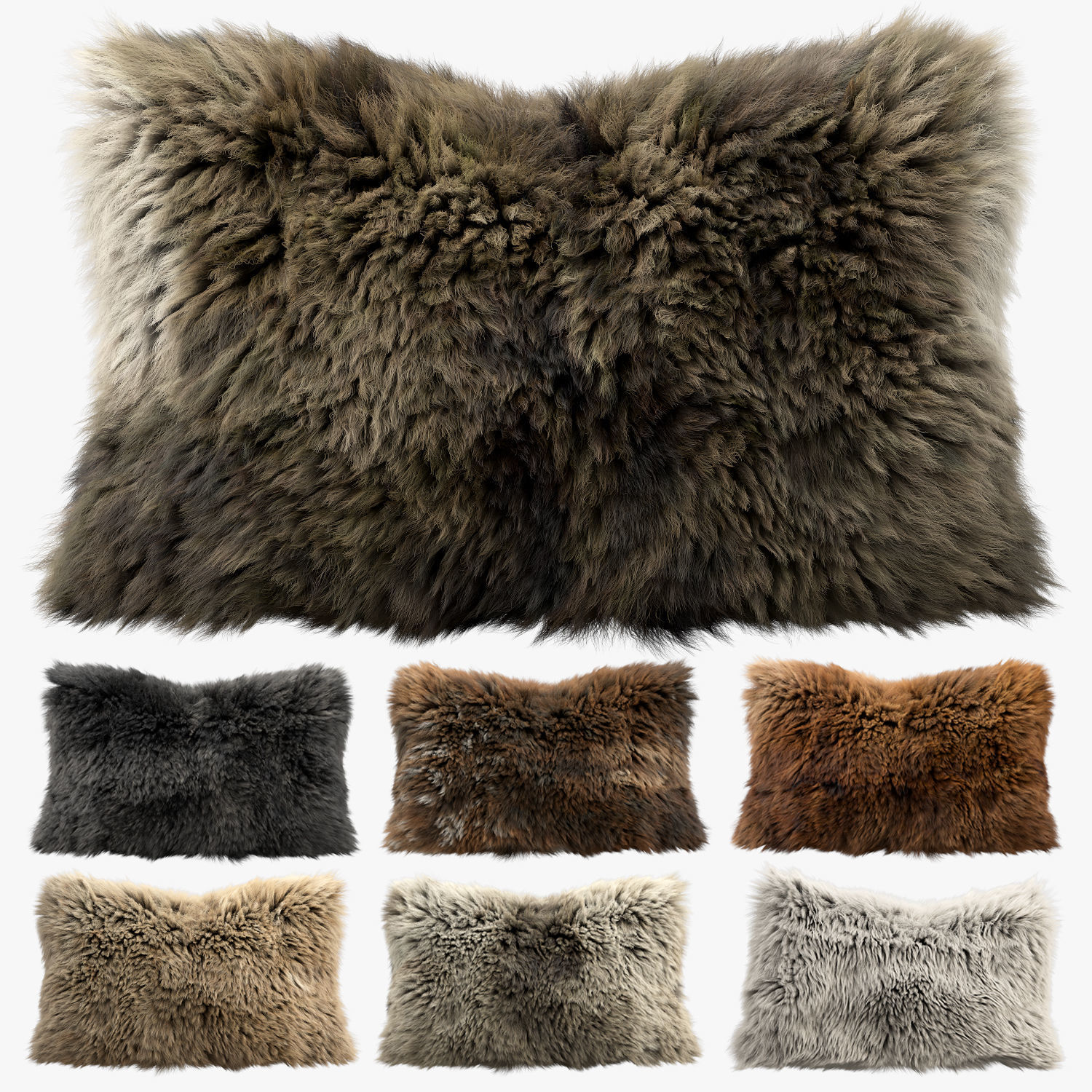 Collection of 38 fur pillows 3D model_45