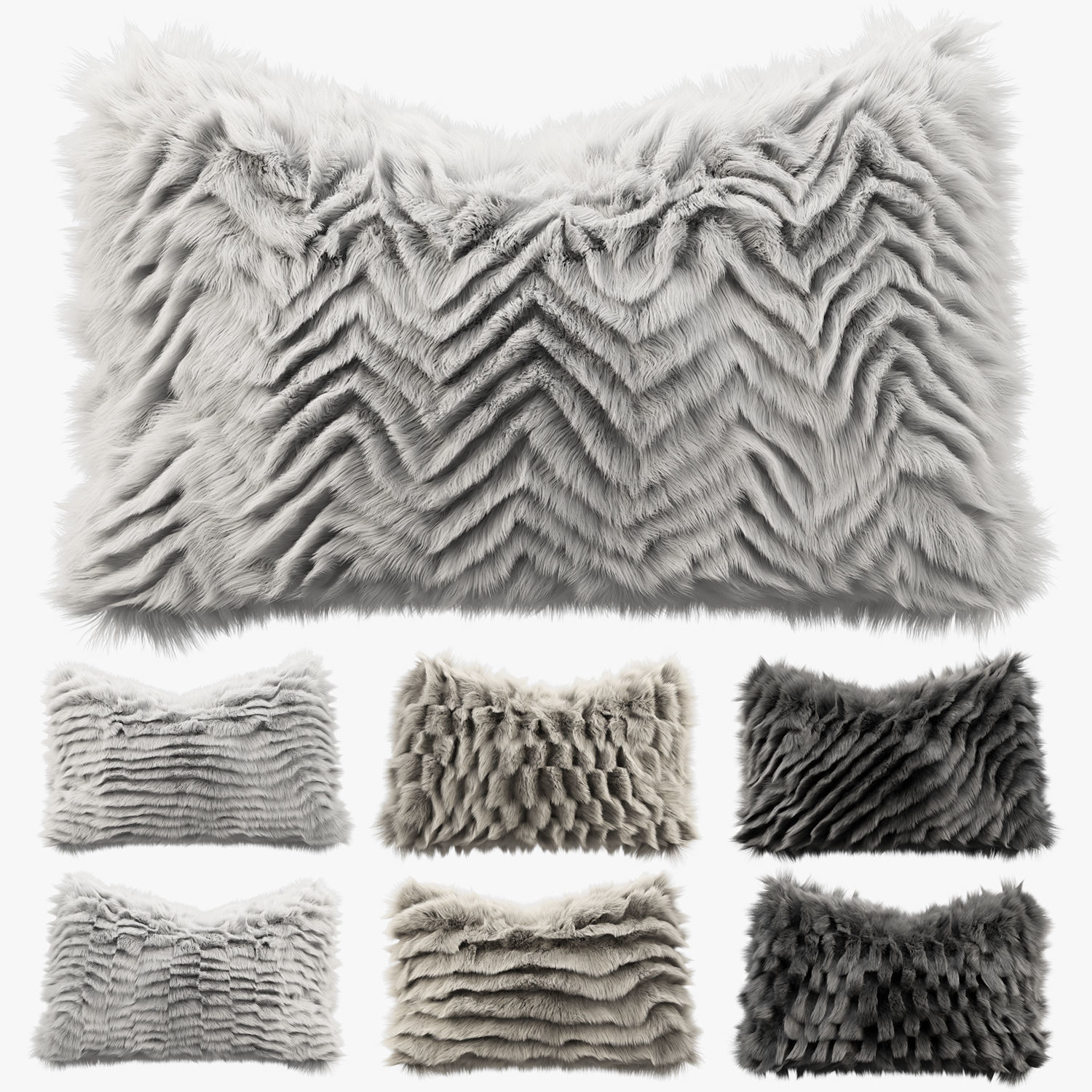 Collection of 38 fur pillows 3D model_89