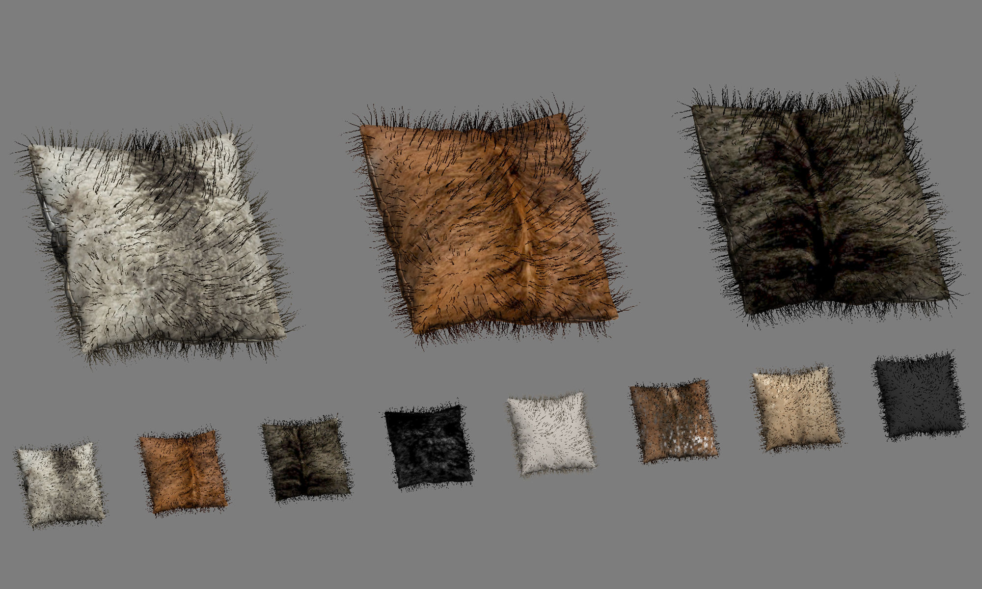 Collection of 38 fur pillows 3D model_43