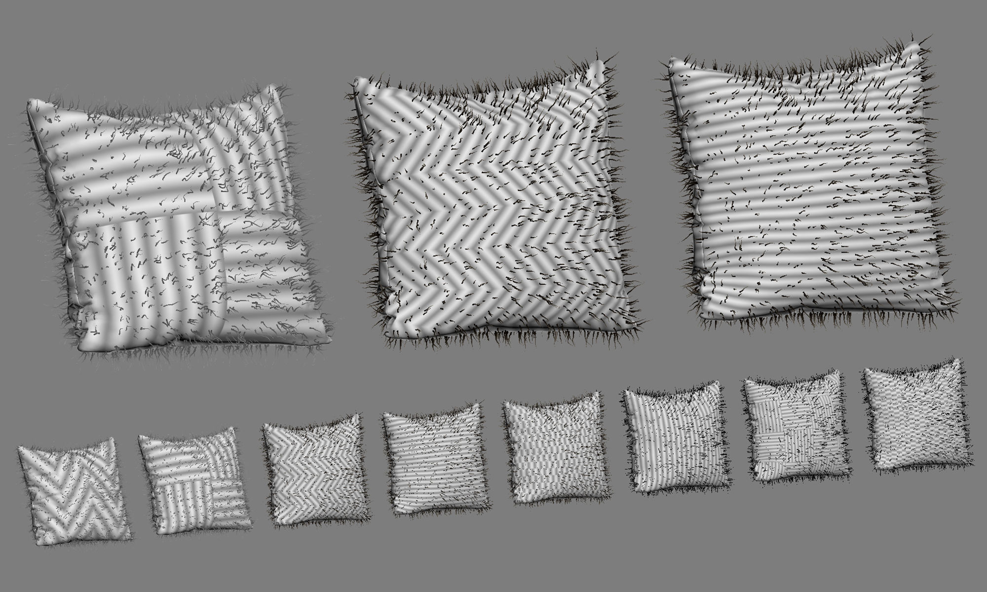 Collection of 38 fur pillows 3D model_86