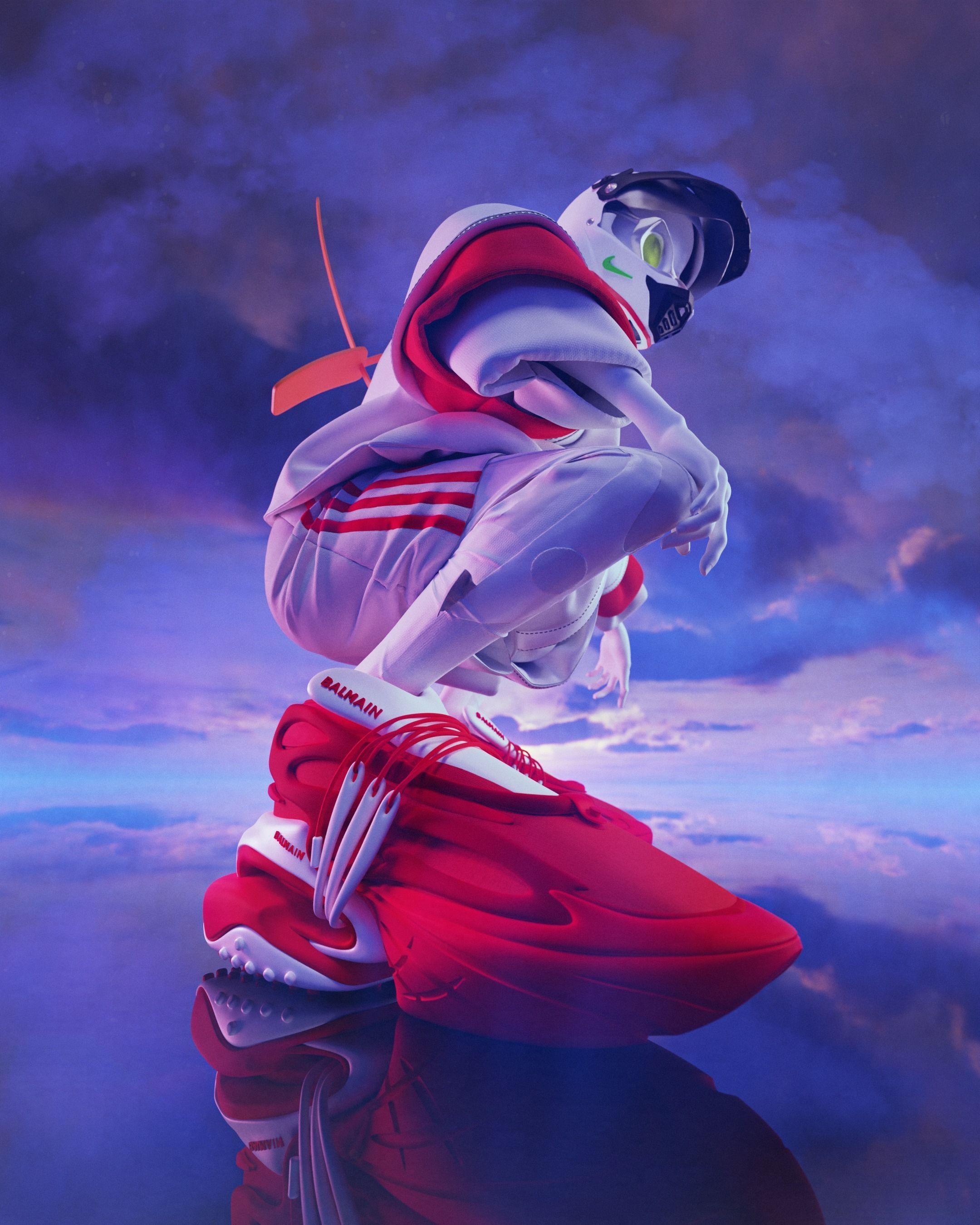 Balmain Unicorn sneakers Low-poly 3D model_2