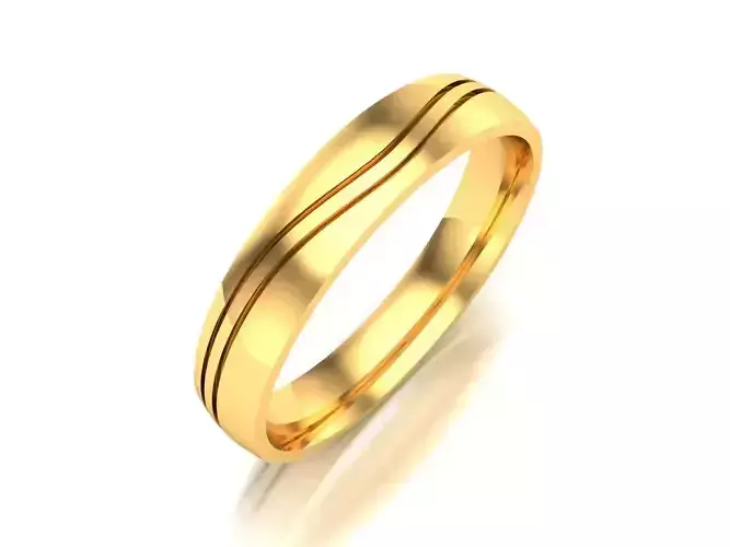 Band 3dm Render Details gold wedding ring with wavy lines