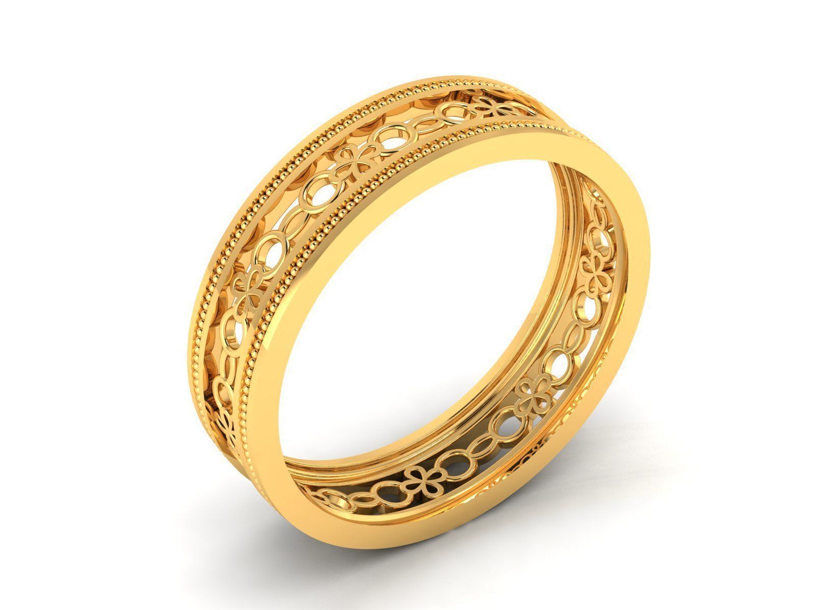 Band 3dm Render Details gold ring with intricate design 3D print model_7