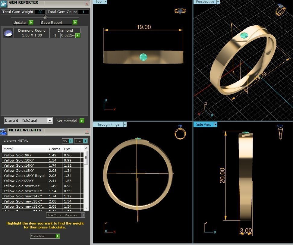 Band 3dm Render Details emerald wedding ring gold 3D print model_2