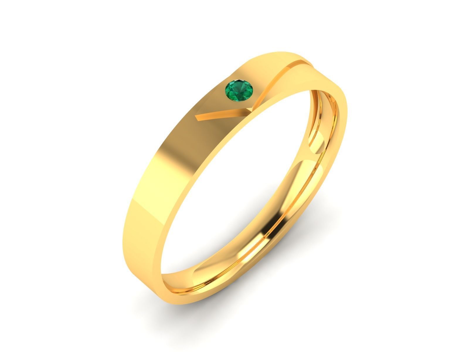 Band 3dm Render Details emerald wedding ring gold 3D print model_8