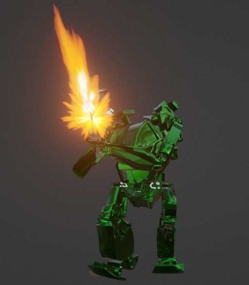 AVATAR ROBOT RIG MUZZLE FLASH WEAPON WITH ANIMATION Low-poly 3D model_1