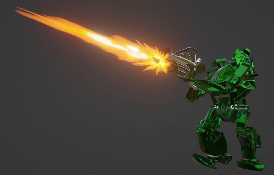 AVATAR ROBOT RIG MUZZLE FLASH WEAPON WITH ANIMATION Low-poly 3D model_2