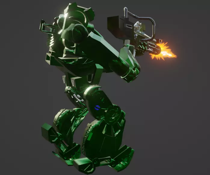 AVATAR ROBOT RIG MUZZLE FLASH WEAPON WITH ANIMATION Low-poly 3D model_0