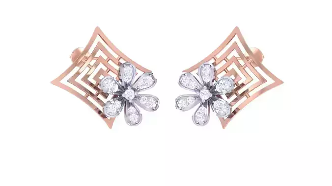 Women Studs Earrings 3dm STL OBJ FBX Renders Details