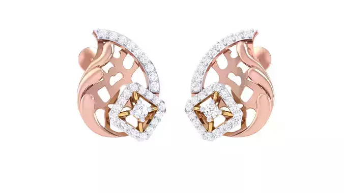 Women Studs Earrings 3dm STL OBJ FBX Renders Details