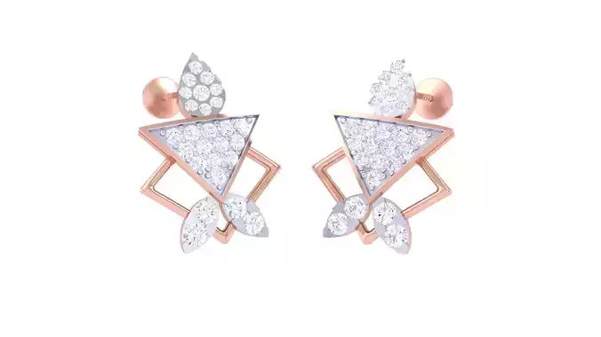 Women Studs Earrings 3dm STL OBJ FBX Renders Details