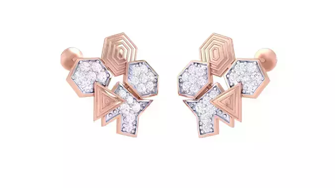 Women Stud Earrings 3dm STL OBJ FBX Renders Details